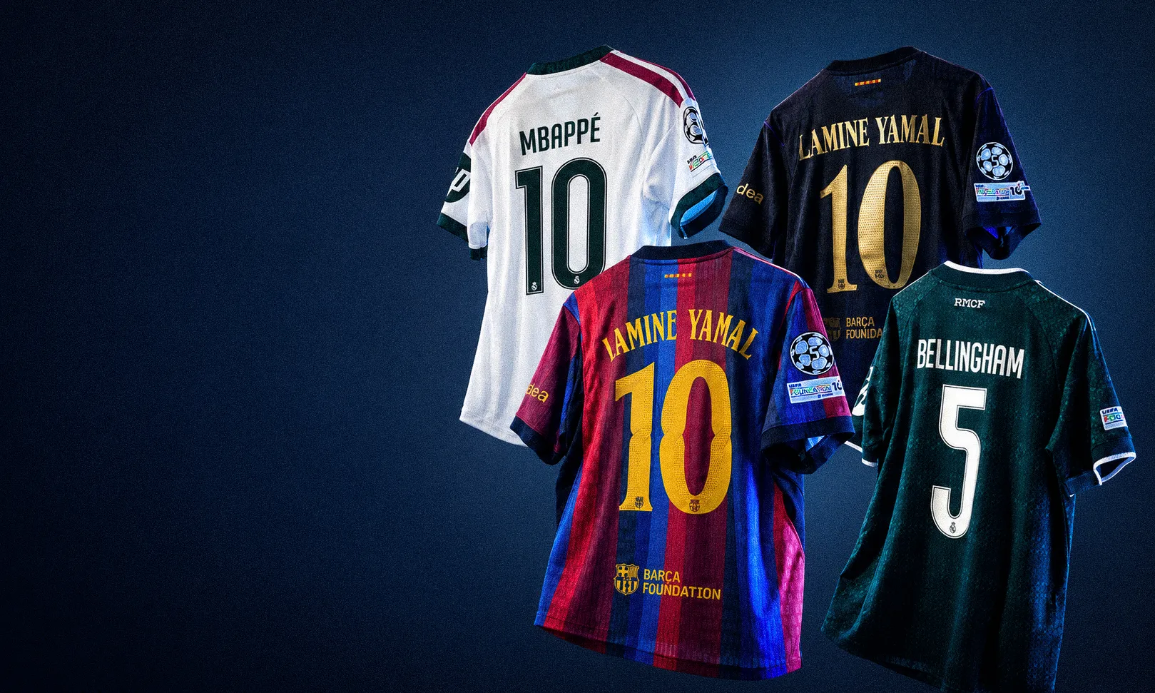 Camisetas de Mbappé, Lamine Yamal y Bellingham